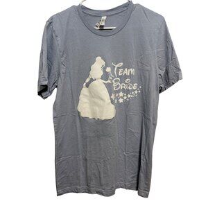 Team Bride T-Shirt Belle Beauty and Beast Large Blue Cotton Short Sleeve